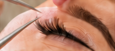 Close-up eyelash extension application